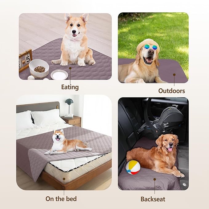 gogobunny 100% Double Sided Waterproof Dog Blanket Soft Pet Bed Cover Reversible Protect Furniture Couch Sofa Car for Puppy Large Dog Cat (Dark Sea Fog/Light Sea Fog, 82x120 Inch (Pack of 1))