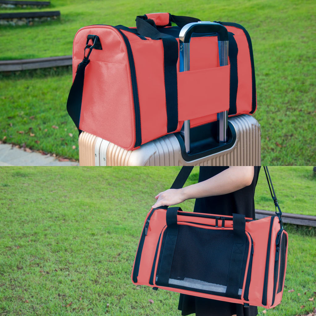 NextFri Soft Sided Carrier for Small Medium Cats Dogs,Removable Pad Collapsible Travel Pet Carrier Large Watermelon