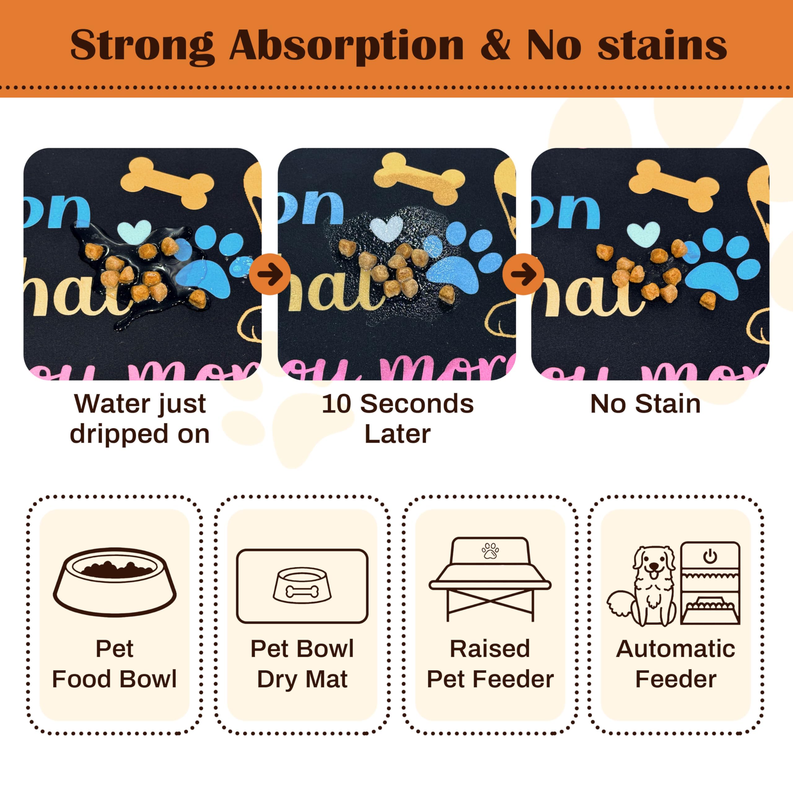 Pet Feeding Mat for Floors Waterproof Dog Mat for Food and Water Absorbent Quick Dry Non Slip mat for Cat Bowls