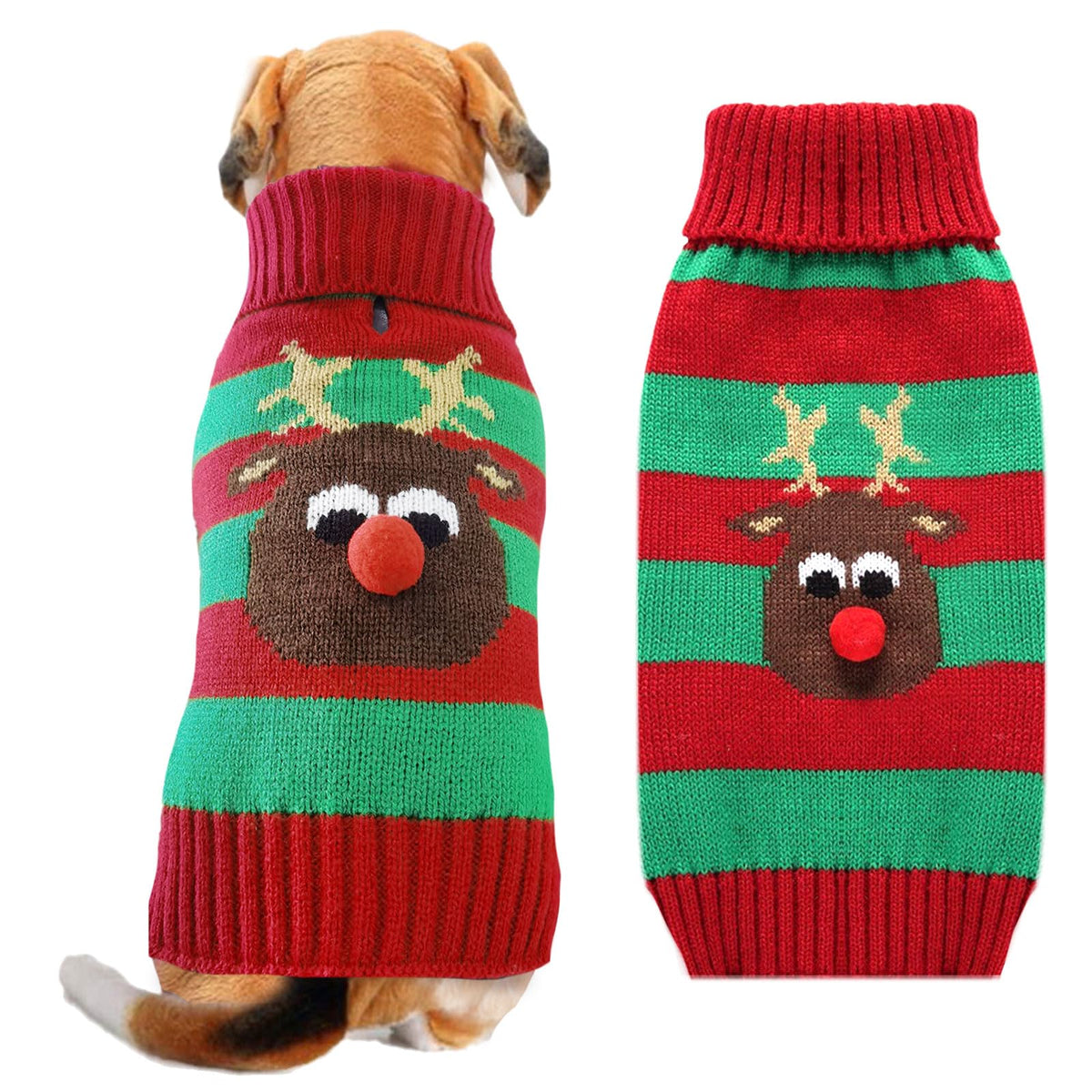 DOGGYZSTYLE Dog Christmas Sweater Xmas Pet Clothes Cute Striped Gingerbread Man Costume Holiday Puppy Cat Jumpers Outfits New Year Gifts for Small Medium Large Dogs(Red Gingerbread Man,XXS)