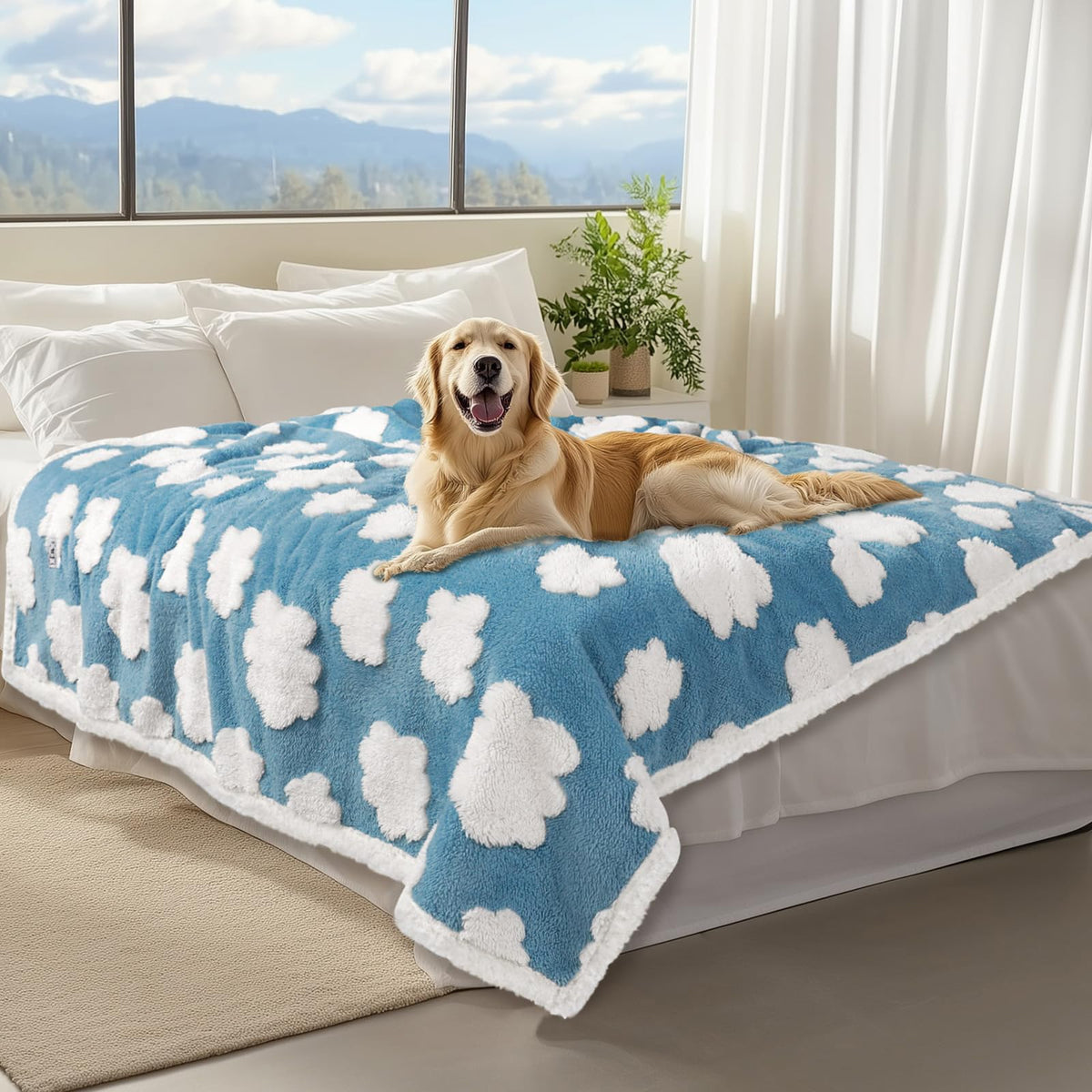 Luciphia Waterproof Dog Blanket for Large Dogs Cats Soft Reversible Fleece