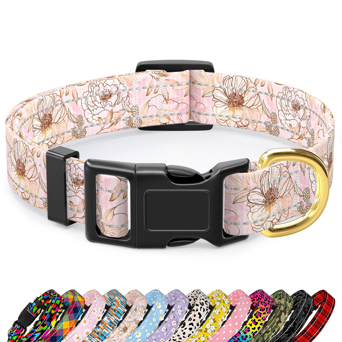 TMOODEL Reflective Dog Collar for Small Dogs, Green Camouflage Pet Collar,S