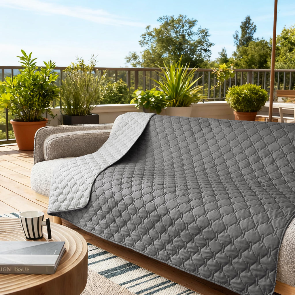 gogobunny 100% Double-Sided Waterproof Dog Bed Cover Pet Blanket Sofa Couch Furniture Protector for Puppy Large Dog Cat, Reversible (82x102 Inch (Pack of 1), Dark Grey/Light Grey)