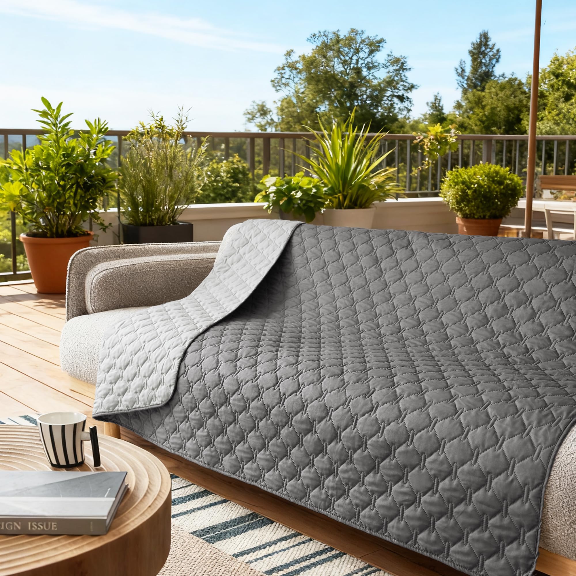 gogobunny 100% Double-Sided Waterproof Dog Bed Cover Pet Blanket Sofa Couch Furniture Protector for Puppy Large Dog Cat, Reversible (82x102 Inch (Pack of 1), Dark Grey/Light Grey)