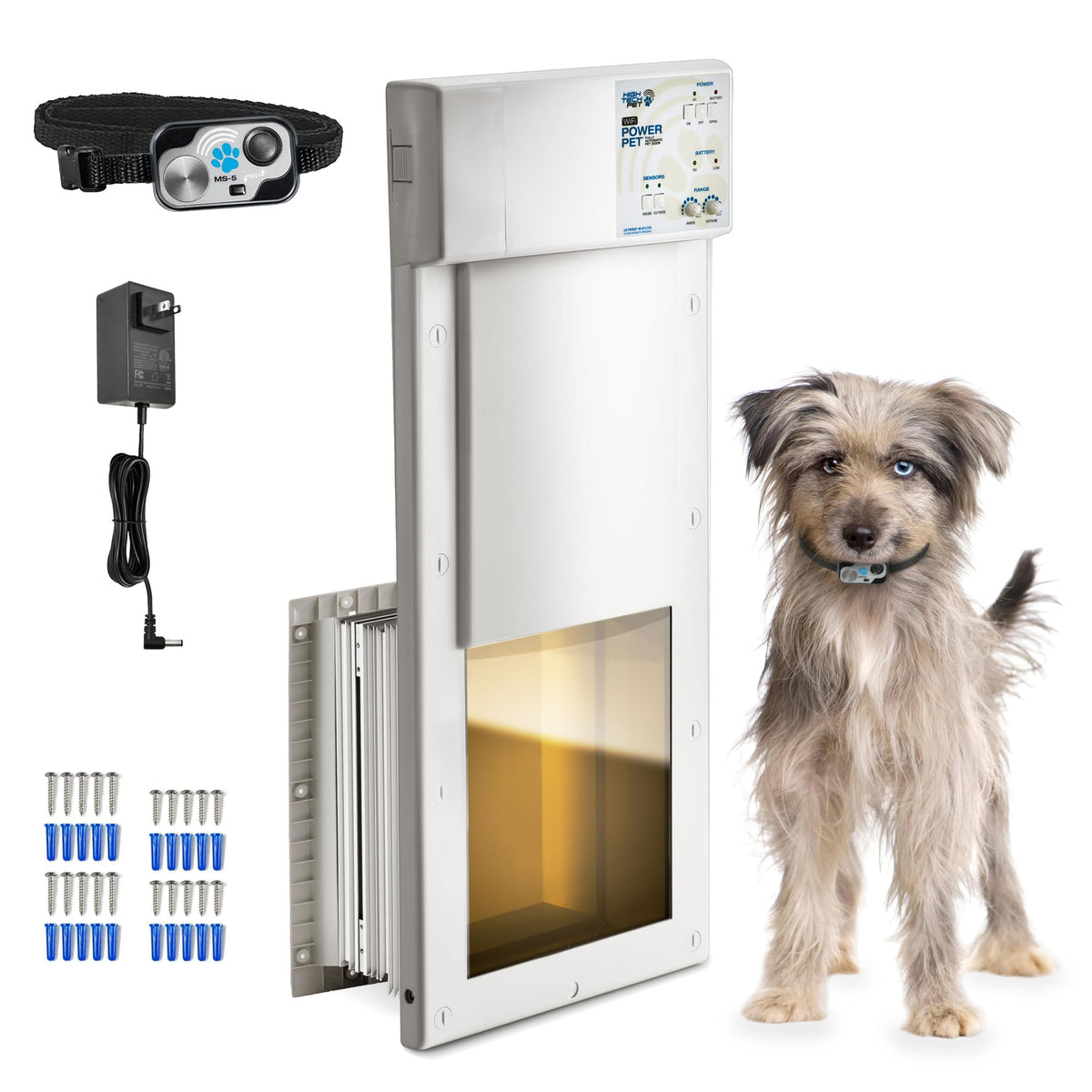 Power Pet Smart Automatic Electronic Pet Door by High Tech Pet (Wall Mount, Large, Non-WiFi)