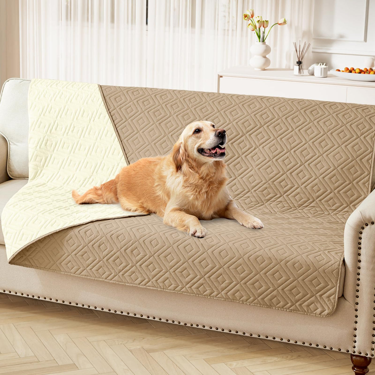hyha Waterproof Reversible Dog Blanket, Pet Blanket for Sofa Couch