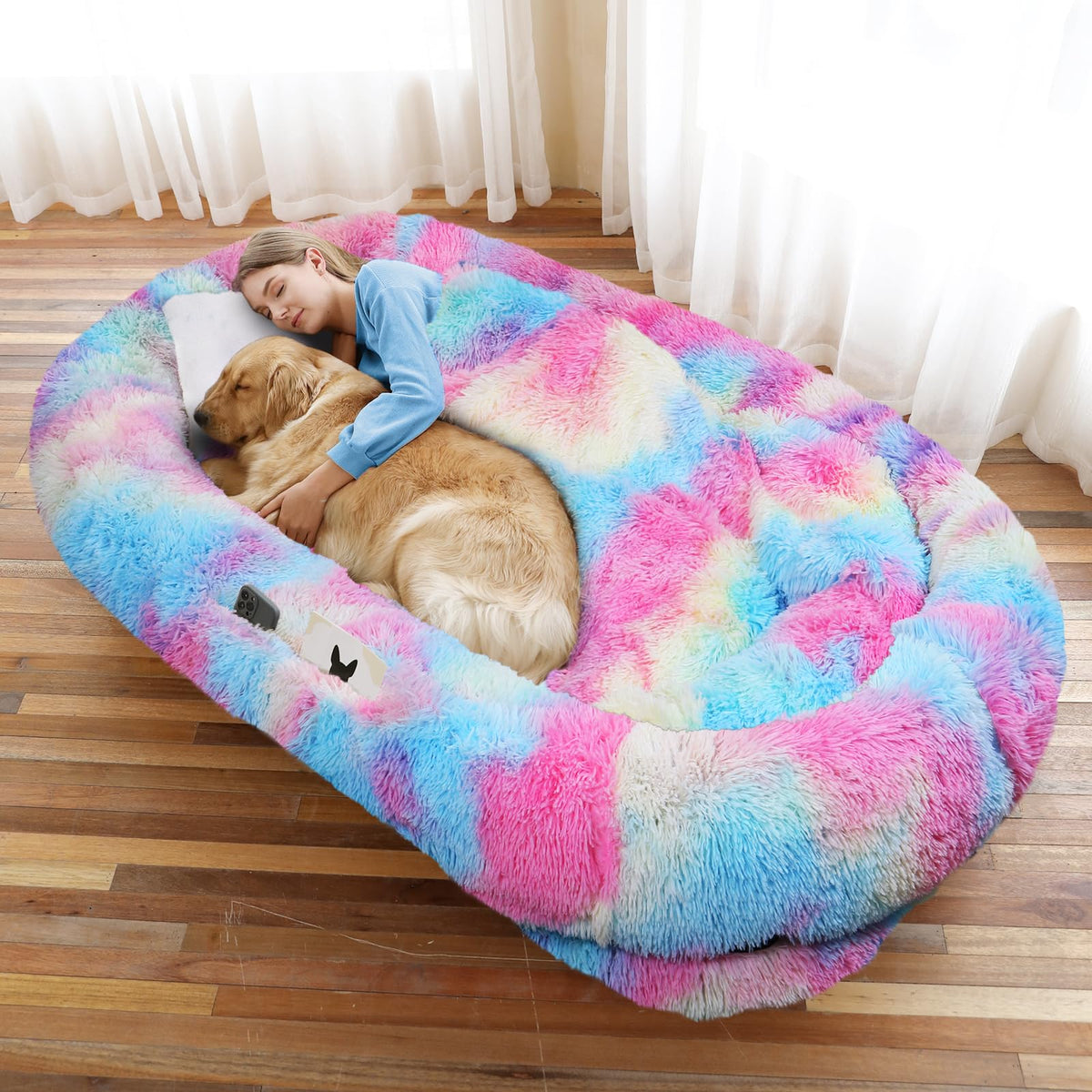 WROS Human Dog Bed for Adult, 71"x45"x12" Giant Calming Nest Beds, Grey