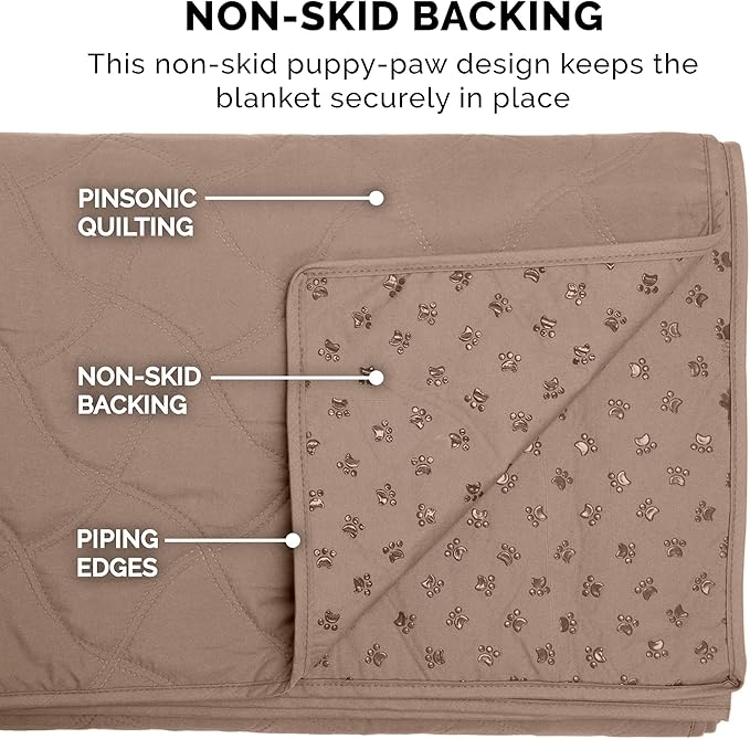 Furhaven Waterproof & Non-Slip Twin Size Mattress Cover Protector for Dogs & Cats, Washable, For Beds, Couches, & Car Seats - Quilted Twill Blanket Mattress Cover - Brownstone, Small/Twin Size