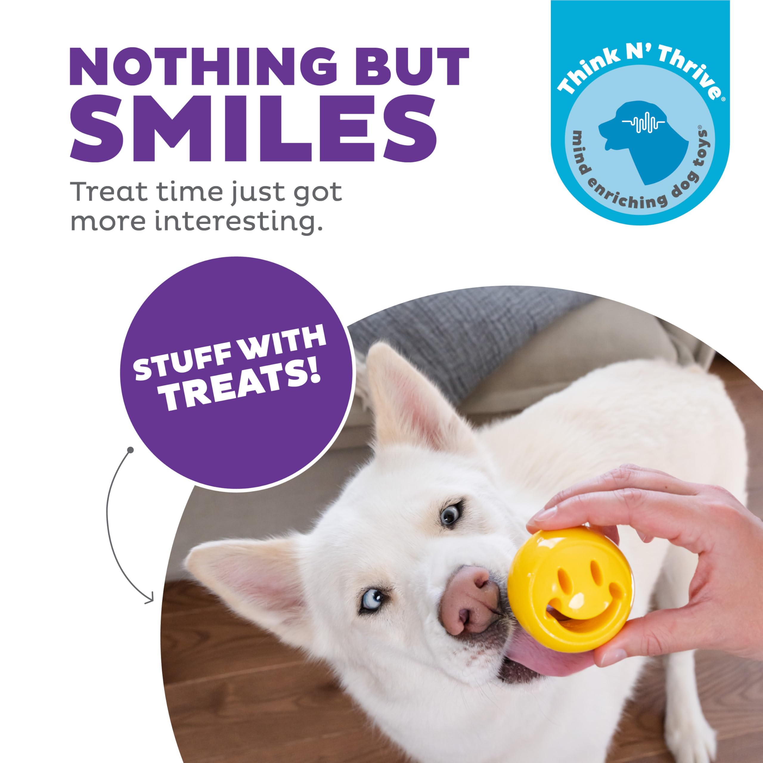 Outward Hound Nooks Happiness Interactive Durable Treat-Dispensing Dog Toy, Stuffable Puzzle Ball for Solo Play or Pair with Large Snoop, Mint-Scented, No BPA