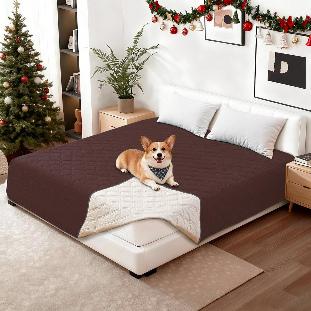 CYCMACO Waterproof Couch Covers for Pets, Waterproof Dog Bed Cover, Anti-Slip Soft Dog Blankets, Couch Cover for Dogs Washable, Pet Blanket for Puppy Large Dogs Cat (82x102 Inch, Coffee)