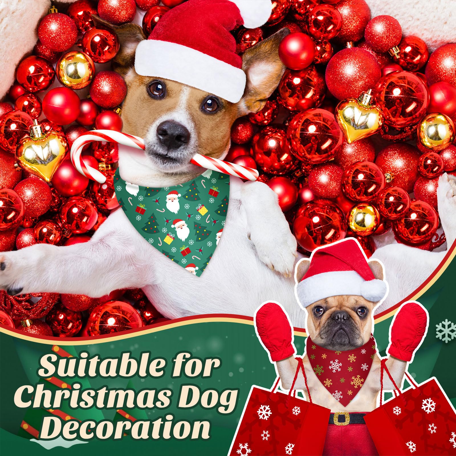 Jeere 200 Pcs Dog Bandanas Bulk, Red & Green Triangle Dog Kerchiefs for Small Medium Large Dogs, Reusable Pet Scarves for Groomers, Pet Shops, Parties & Photo Props, 25 Styles