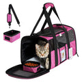 SECLATO 20 Inch Large Cat Carrier for Cats Up to 25 lbs, Extra Large Soft Sided Dog Travel Carrier - Collapsible, Airline Approved Size for 2 Cats with Removable Washable Mat & Food Bowl (Red)