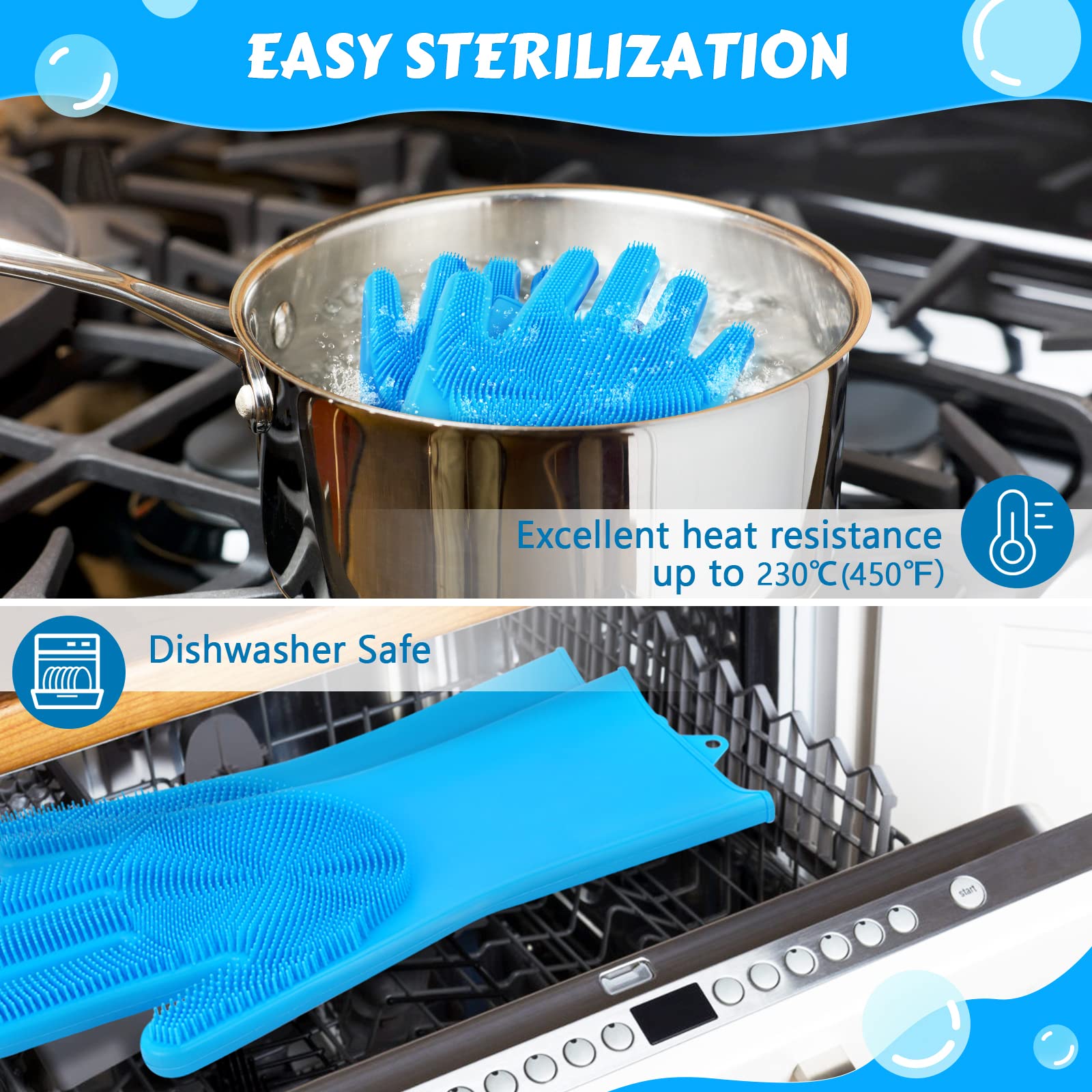 Pecute Silicone Pet Grooming Gloves for Washing Cats Dogs Bath Brush