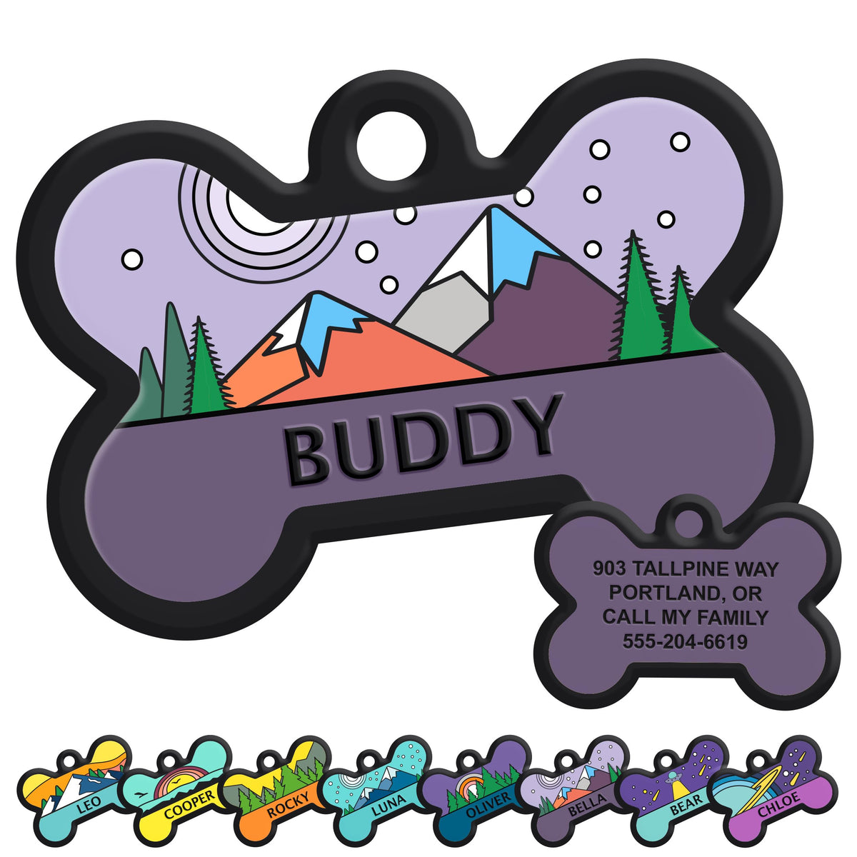 GoTags Silent Dog Tag, Personalized Engraved Bone Silicone Pet ID Tag