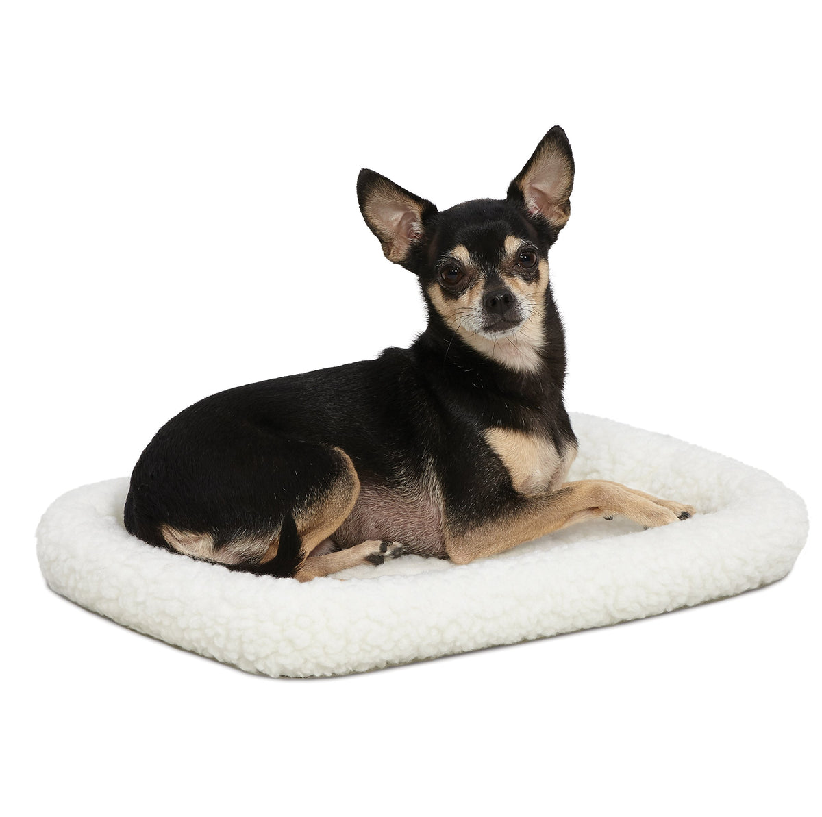 MidWest Homes for Pets QuietTime XXS Dog Bed - White Fleece Bolster, Ultra-Soft and Machine Washable, Fits 18-Inch Crates and Carriers, for Small Dogs and Cats