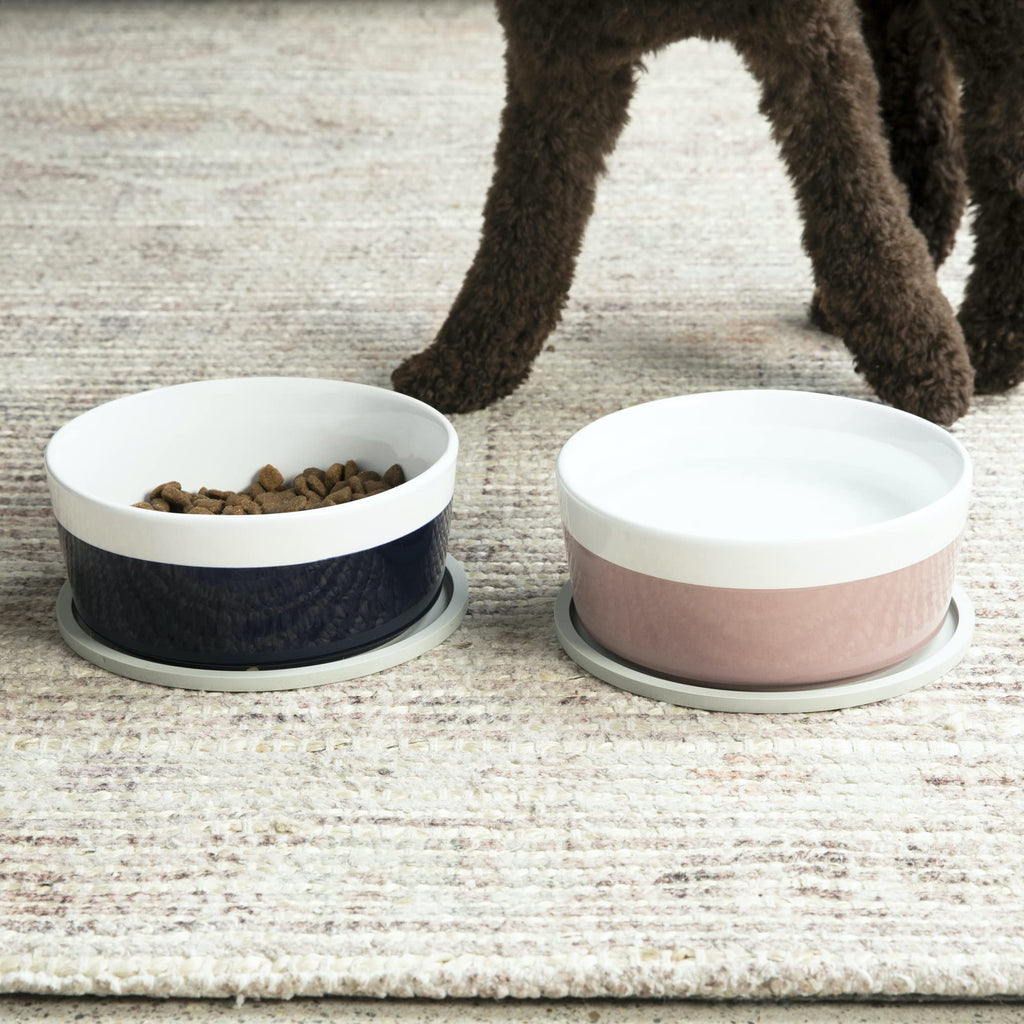 Waggo Habit Silicone Dog Placemat – Set of 2 Modern Heavyweight Silicone Dog Food Mats, Dishwasher Safe, Non-Slip, Solid Color – White (Large, 9")