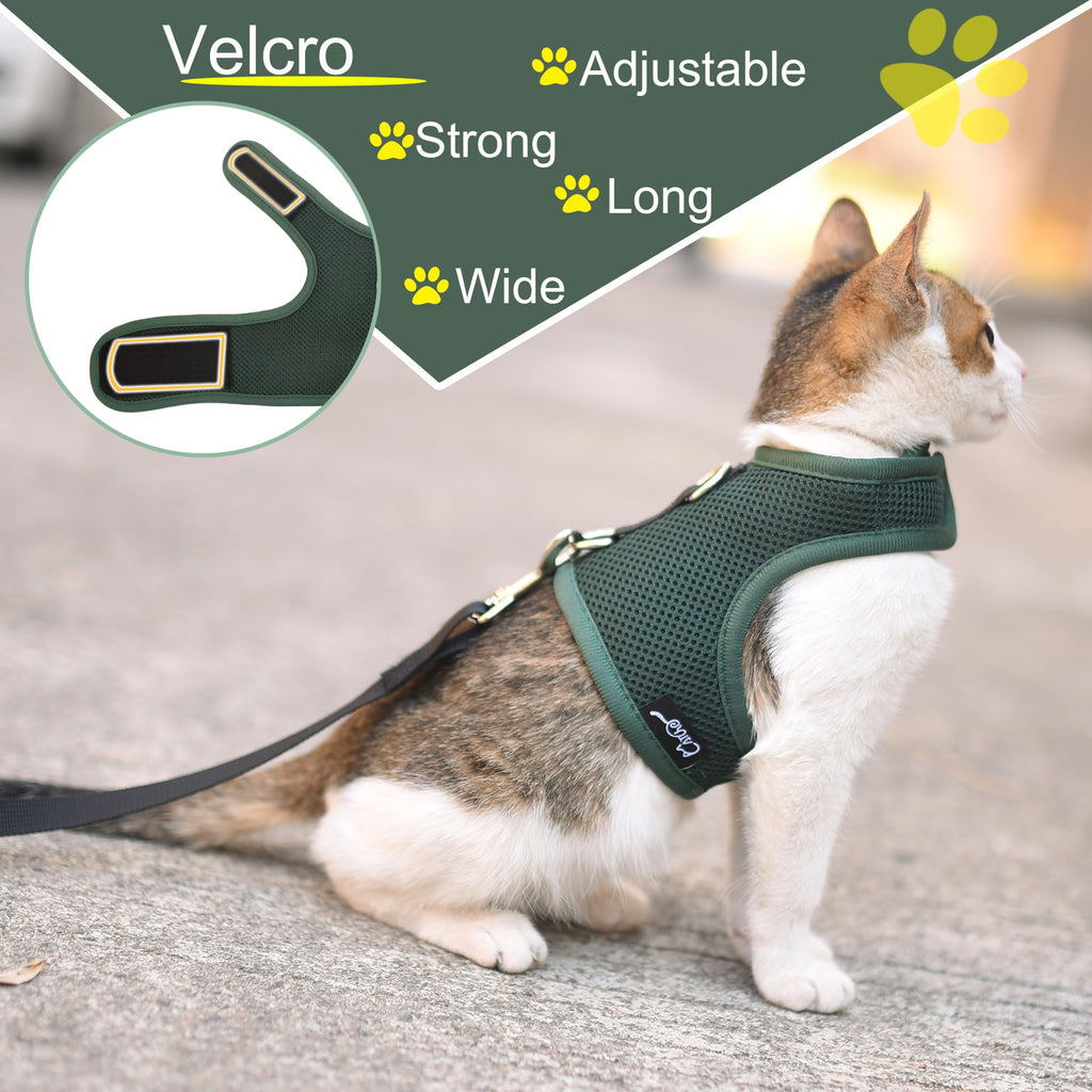 Cat Harness and Leash Set for Walking Escape Proof, Green, Medium