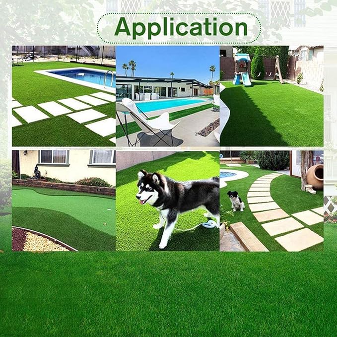 NINXANG Artificial Grass Rug Outdoor Indoor 9FTX17FT Fake Grass Carpet Green Synthetic Grass Pet Turf Realistic Faux Grass Rug with Drain Holes for Garden Lawn Landscape Balcony Home Decor Patio