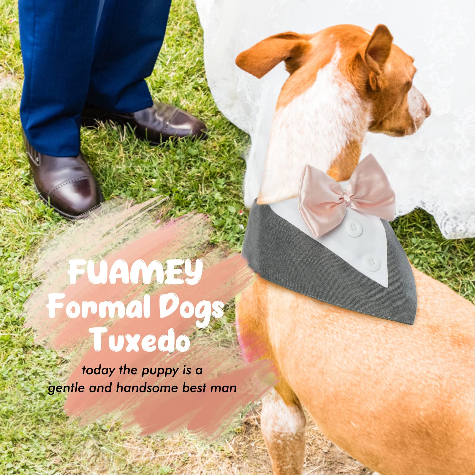 FUAMEY Dog Tuxedo for Small Dogs Suit Bandana Wedding Outfit Bow Tie Collar