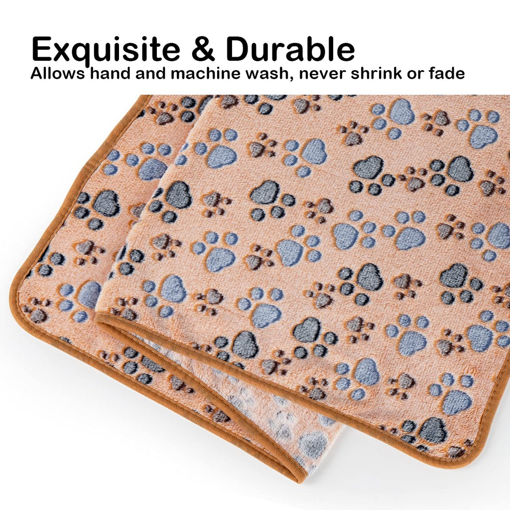 Dono 1 Pack 3 Dog Blankets for Small Dogs, Soft Fluffy Paw Print Pattern Fleece Pet Blanket Warm Sleep Mat, Puppy Kitten Blanket Doggy Mat for Dog Cat Kitten Doggy