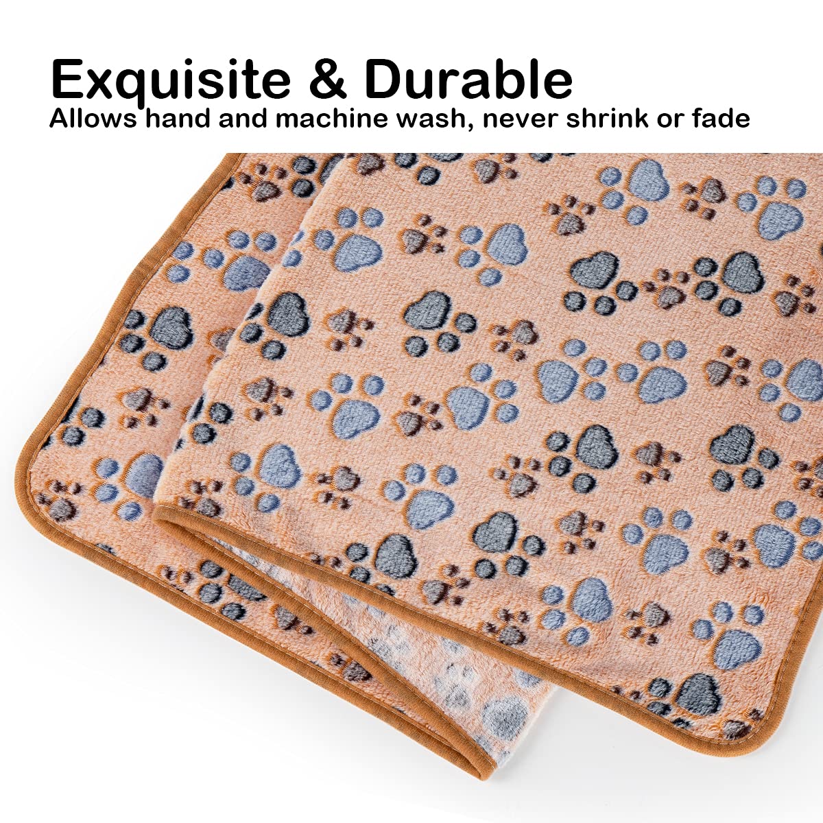 Dono 1 Pack 3 Dog Blankets for Small Dogs, Soft Fluffy Paw Print Pattern Fleece Pet Blanket Warm Sleep Mat, Puppy Kitten Blanket Doggy Mat for Dog Cat Kitten Doggy
