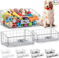 Mimorou 3 Pack Metal Dog Toy Baskets Multi-sized Foldable Dog Toy Bins Box Storage Container Organizer for Living Room Area Decorative Pet Accessories Coat Clothing Storage Holder Baskets(Silver)