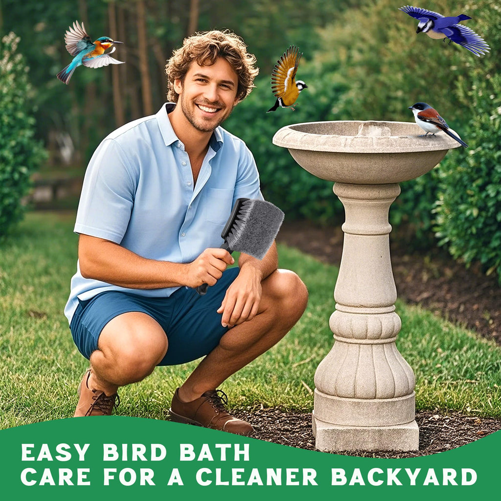 Brush for Bird Baths, Bird Bath Cleaner with Ergonomic Handle and PVC Bristles, Gentle Yet Effective Cleaning for Wigglers, Feeders, Hook Design 1 Pack