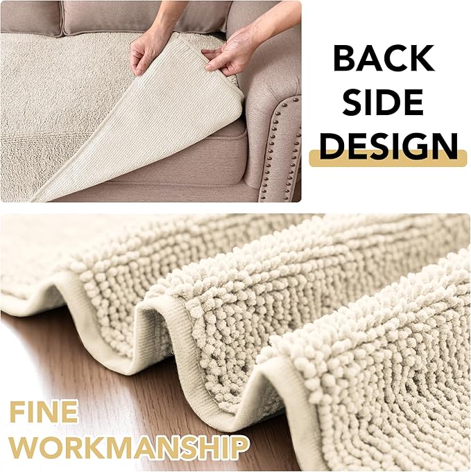 H.VERSAILTEX Non Slip Pet Couch Cover Chenille Dog Bed Protector Thick Soft Sofa Slipcover Pet Friendly Washable Couch Cushion Covers for Pets (40" x 50", Ivory)