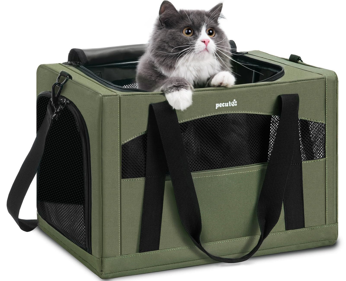 Pecute Cat Carrier Stable, Pet Carrier with Privacy Partition,Dark Gray