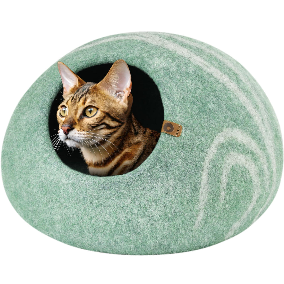 MEOWFIA Cat Cave - Merino Wool Bed for Indoor Cats (Cloud Nap Blue, Large)