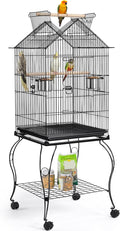 Yaheetech 57" Open Top Bird Cage with Detachable Rolling Stand & Storage Shelf, Parrot Cage for Cockatiels, Quaker, Conures, Caique & Small to Medium Parrots