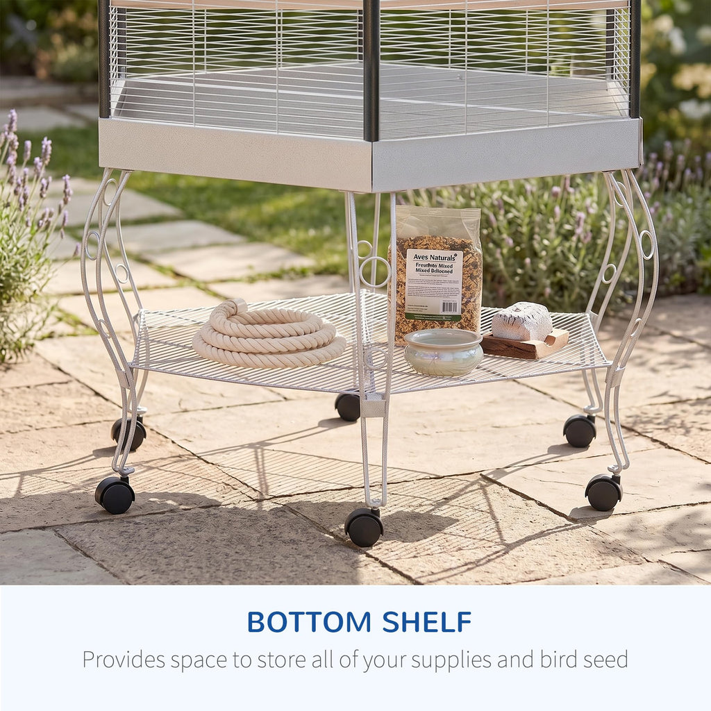 PawHut 44" Hexagon Covered Canopy Portable Aviary Flight Bird Cage With Storage
