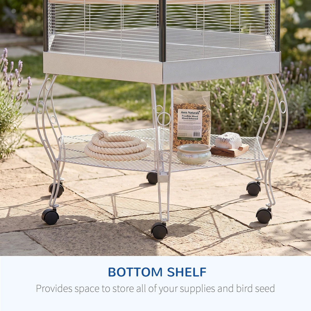 PawHut 44" Hexagon Covered Canopy Portable Aviary Flight Bird Cage With Storage