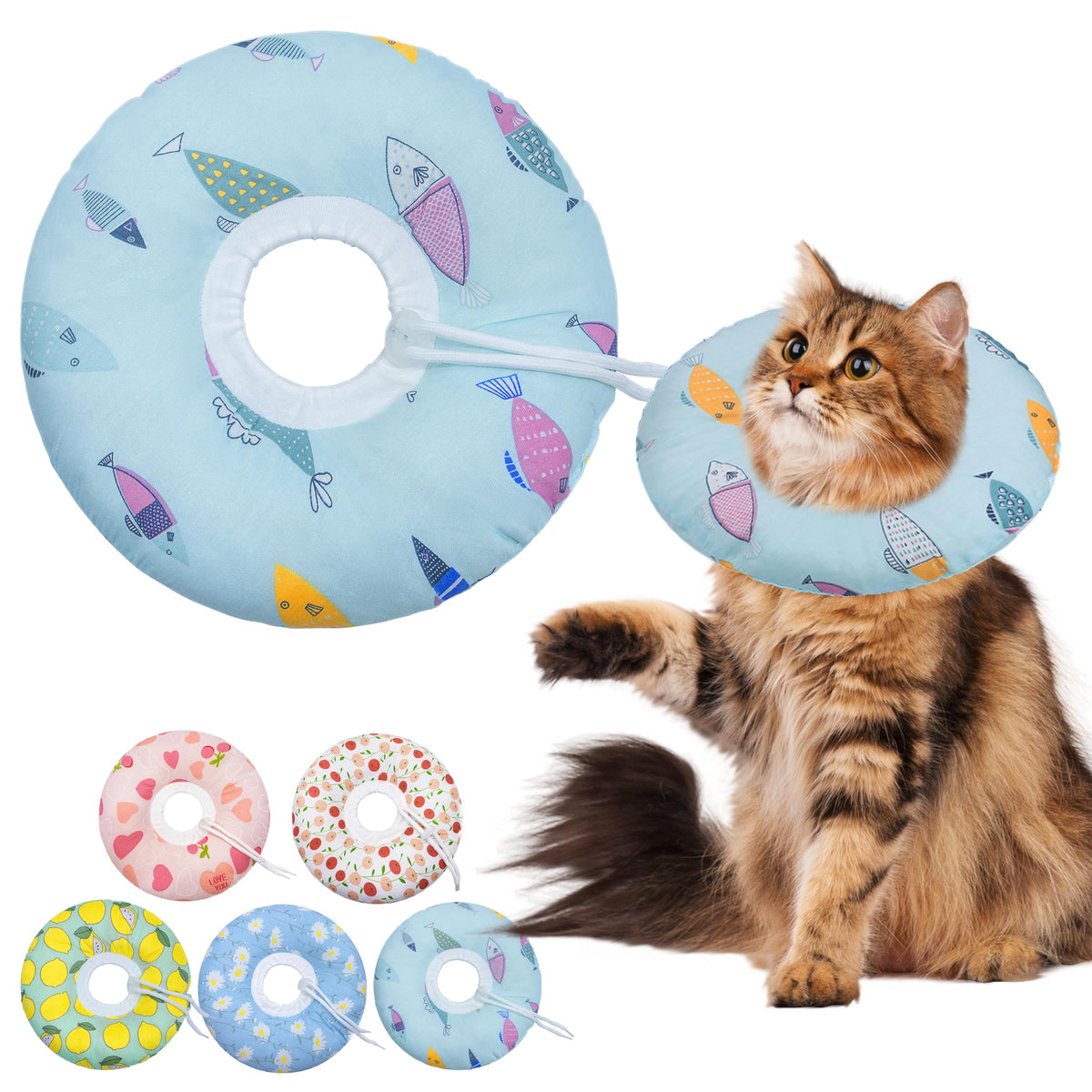 Seyezo Cat Cone Collar Soft, Adjustable Cat Recovery Cone, Orange, Small