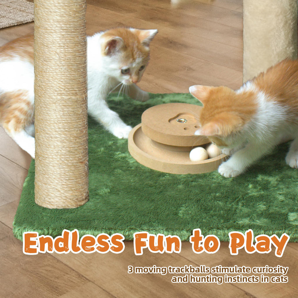 Fantasreen Cat Tree 28'' with Hammock & Interactive Toy for Indoor Cats