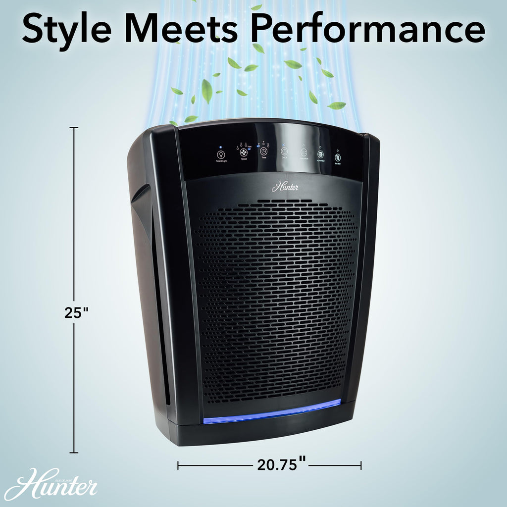 Hunter HP800 Air Purifier for Home Large Room for Pets, Odors, Gray