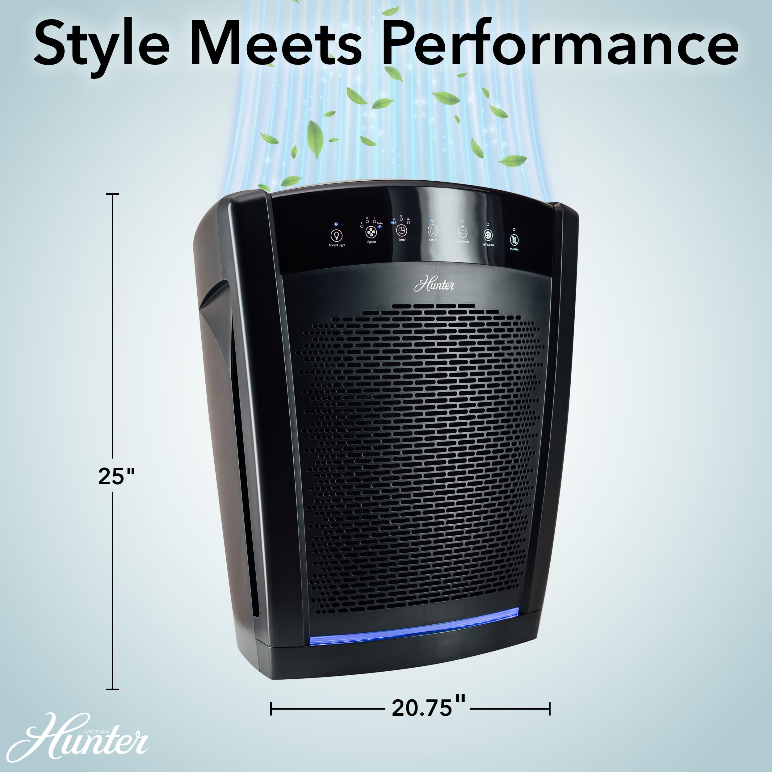 Hunter HP800 Air Purifier for Home Large Room for Pets, Odors, Gray