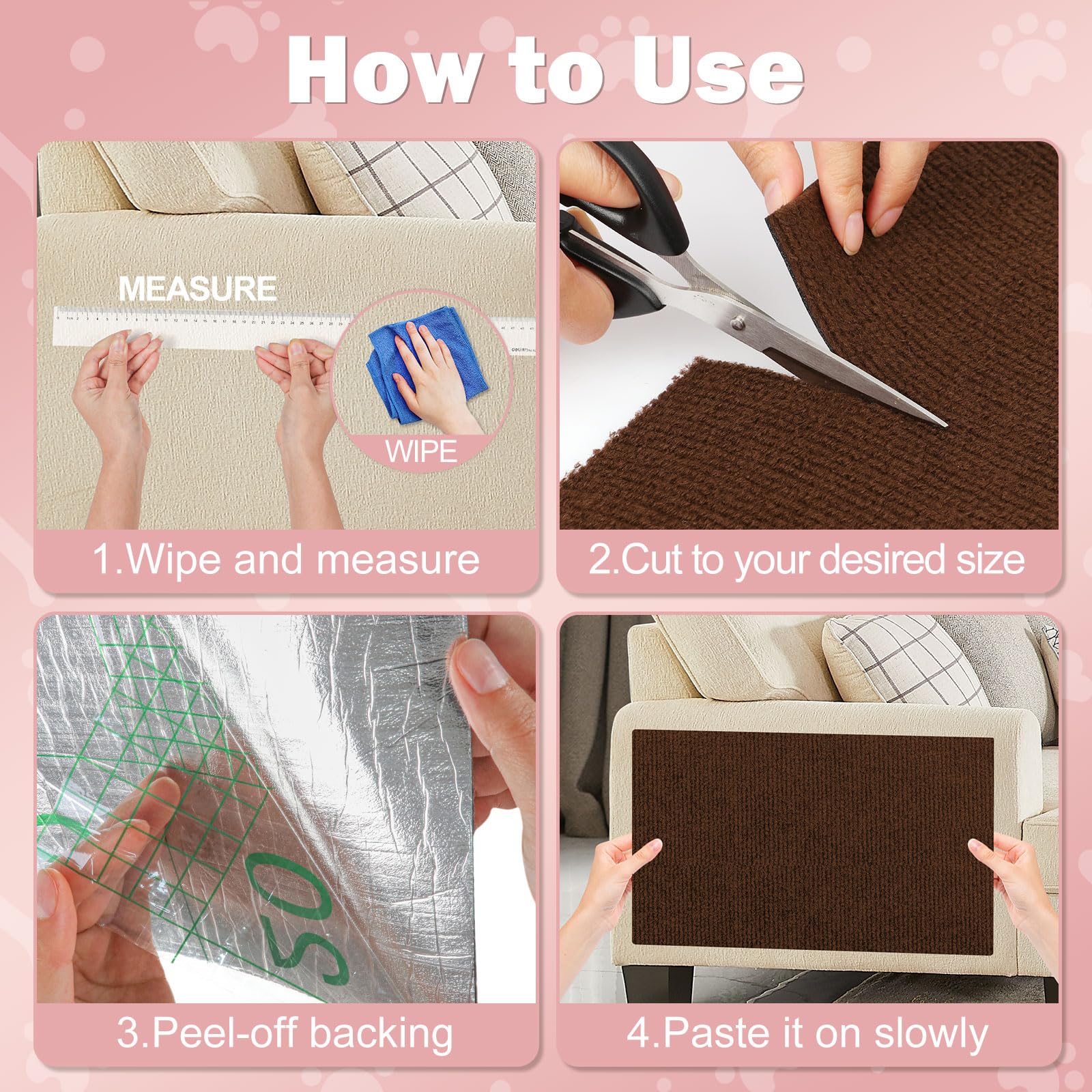 ENONCI 23.6x15.8 Cat Scratcher Mat, Self-Adhesive Cat Scratch Furniture Protector