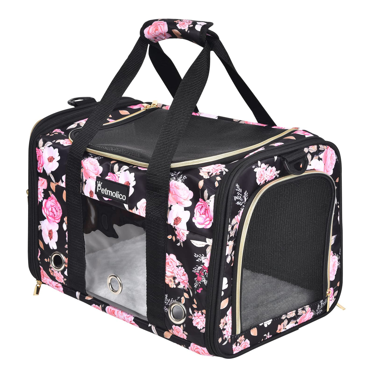Petmolico Cat Carrier Soft-Sided Airline Approved, Large, Orange Flower