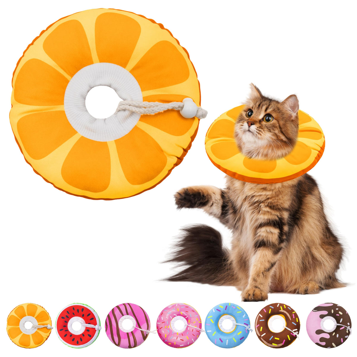 Seyezo Cat Cone Collar Soft, Adjustable Cat Recovery Cone, Orange, Small