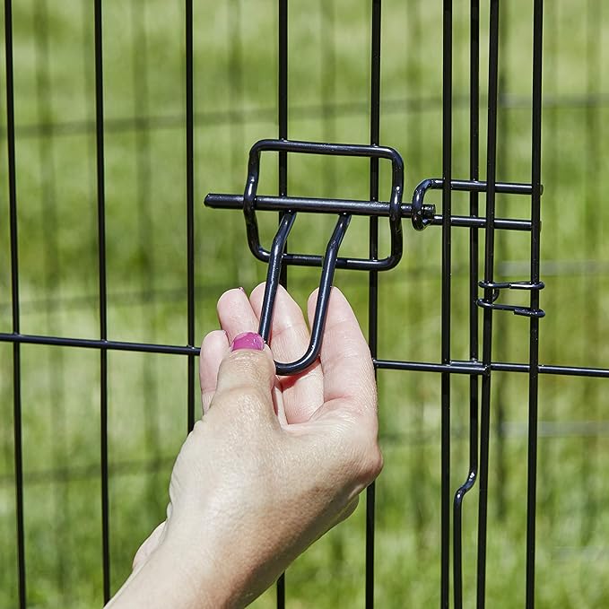 MidWest Homes for Pets Folding Metal Dog Exercise Pen, Indoor/Outdoor Playpen with Secure Door, Provides 16 Sq Feet of Play Space, 30-Inches Tall, Black E-Coated