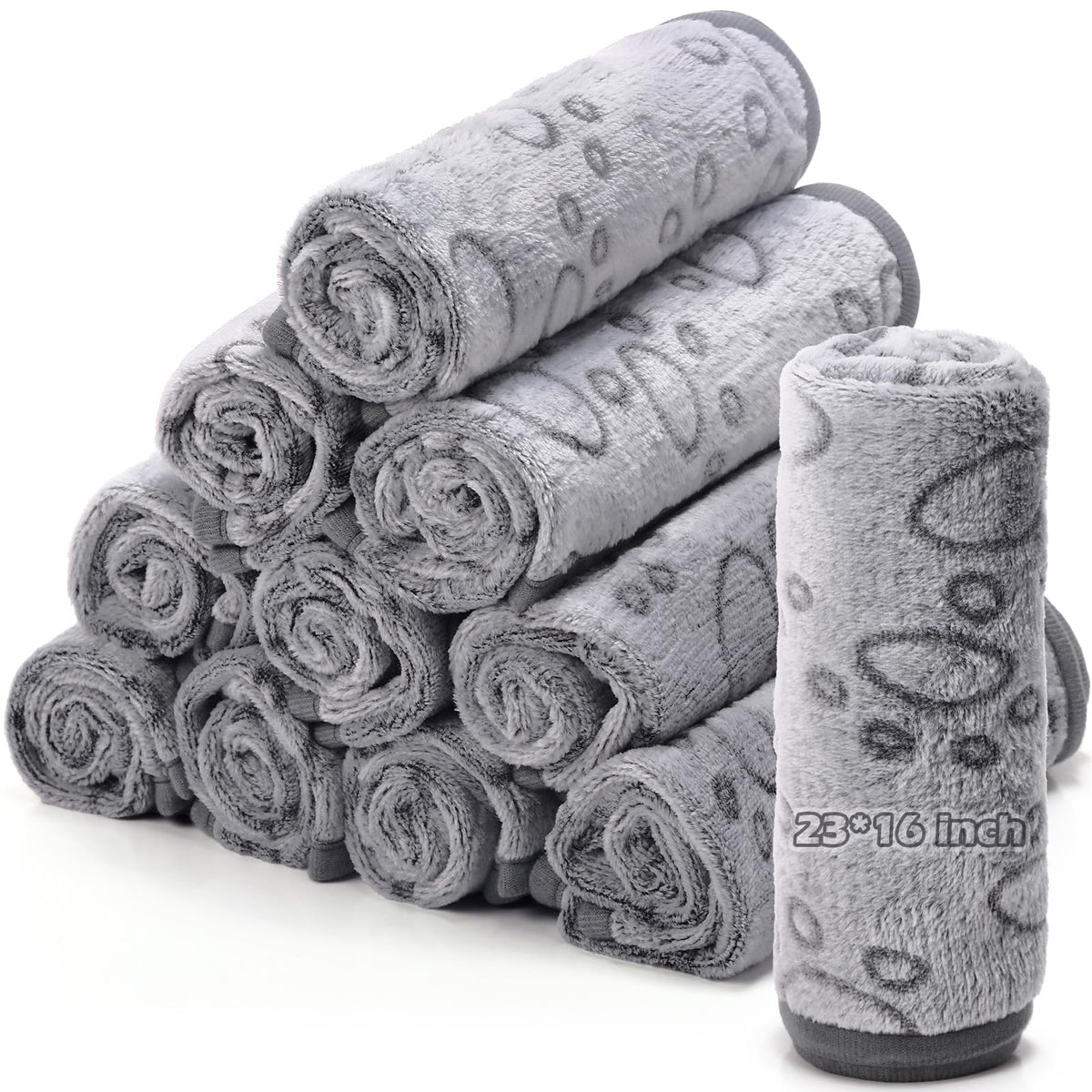 Tegeme 12 Pcs Puppy Blanket for Cat, 41 X 30 Inch Gray