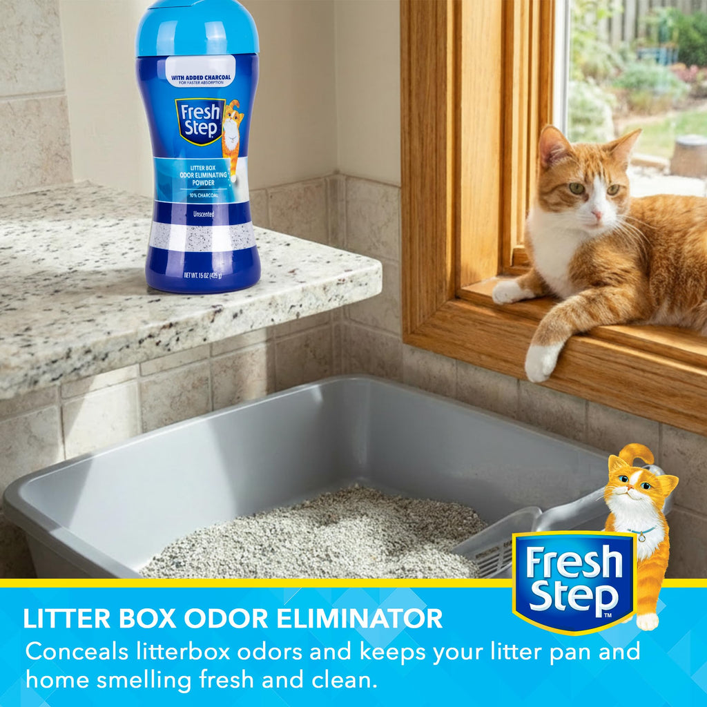 Fresh Step Charcoal Odor Eliminating Cat Litter Box Powder, 15 Oz