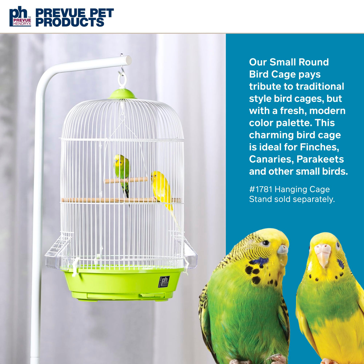 Prevue Hendryx SP31999G Classic Round Bird Cage, Green,1/2"