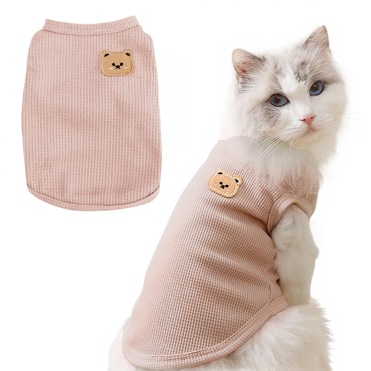 Maqilo Waffle Knit Cat T Shirt, Puppy Shirt for Sphynx Cats, Pet Clothes