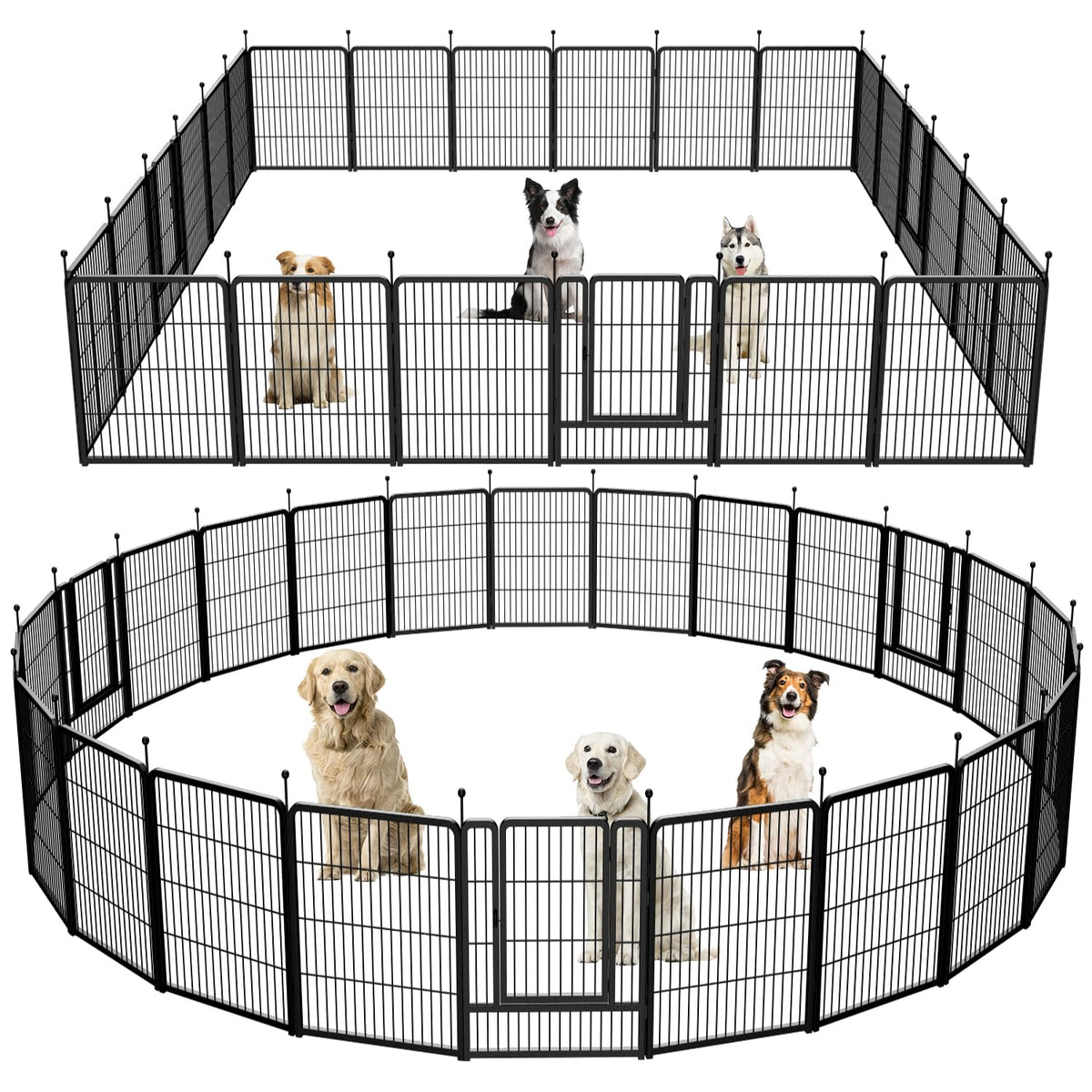 Dog Playpen,Portable Outdoor Dog Fence, Dog Playpen for Large/Medium/Small Dogs, Dog Fences for The Yard,with Doors Foldable Metal (32 inch, 40 Panels)