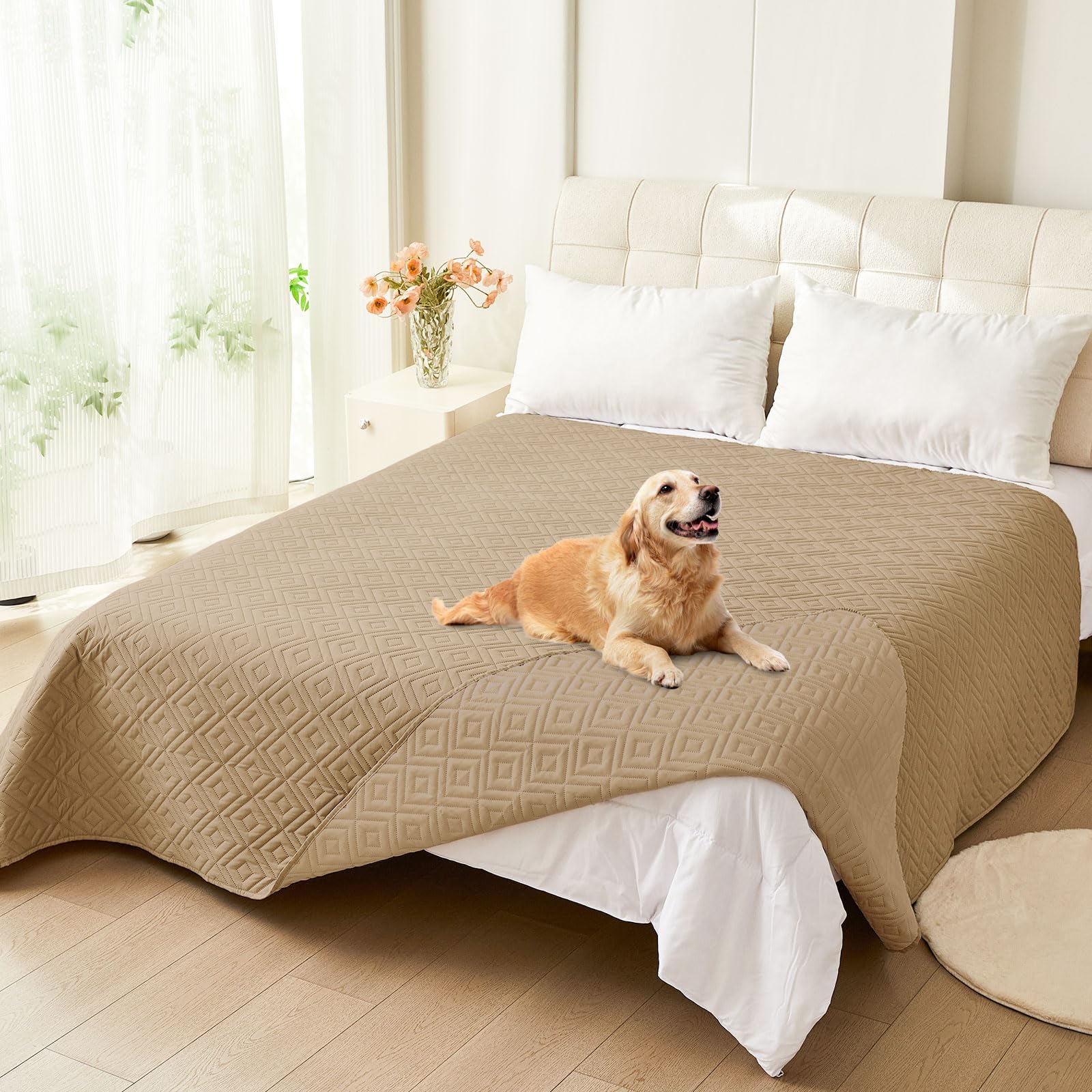 hyha Waterproof Reversible Dog Blanket, Pet Blanket for Sofa Couch