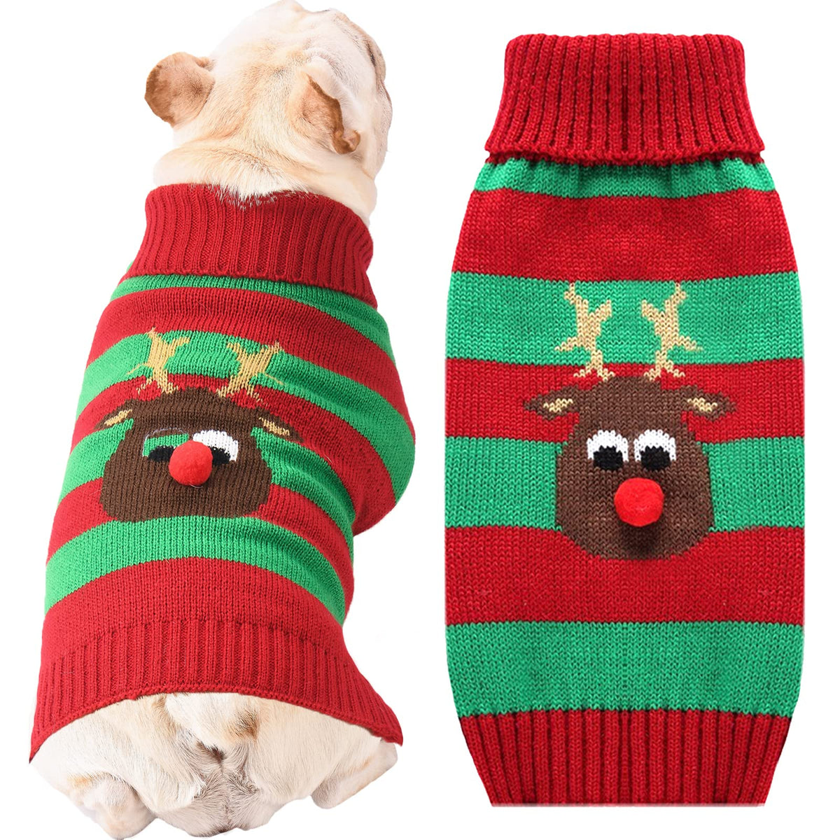 DOGGYZSTYLE Dog Christmas Sweater Xmas Pet Clothes Cute Striped Gingerbread Man Costume Holiday Puppy Cat Jumpers Outfits New Year Gifts for Small Medium Large Dogs(Red Gingerbread Man,XXS)