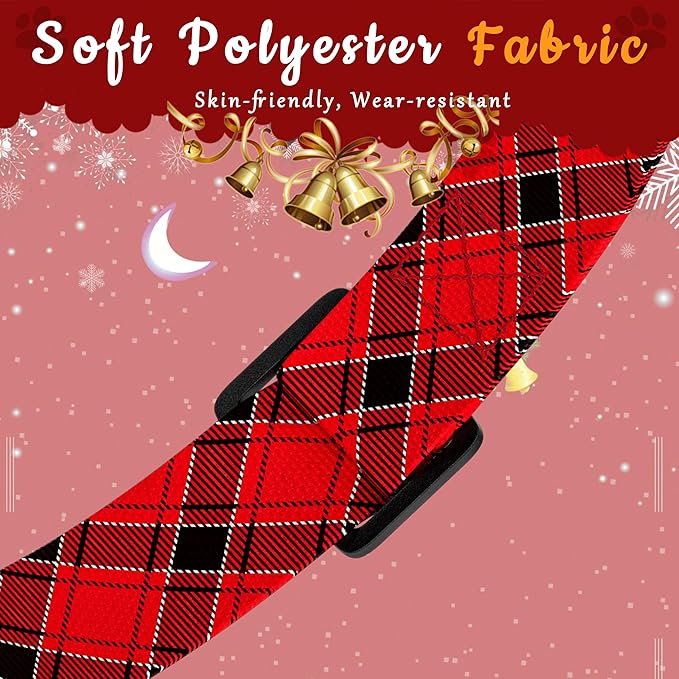 Seyezo Christmas Plaid Dog Collar, Classical Boys Girls Puppy Collar for Small Medium Large Dogs, Adjustable Soft Pet Collar with Safety Buckle for Male Females(Red Plaid, XS)