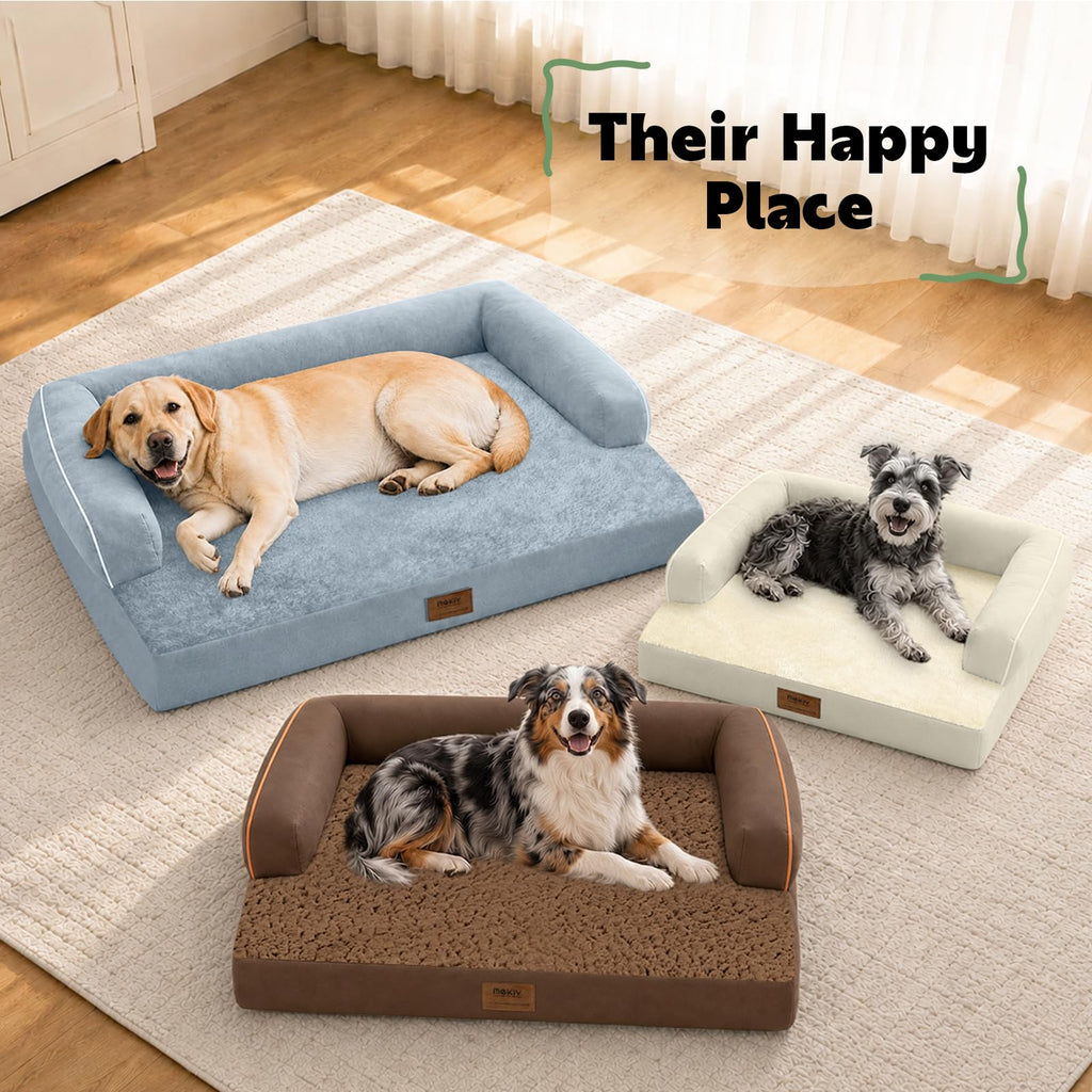 MEKIY Orthopedic Waterproof Jumbo Dog Bed with Bolster for Extra Large Dogs